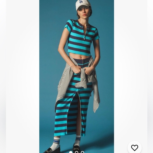 Daily Practice • Sweater and Skirt Set Striped Artsy Boho Sz Large Anthropologie - Picture 1 of 16